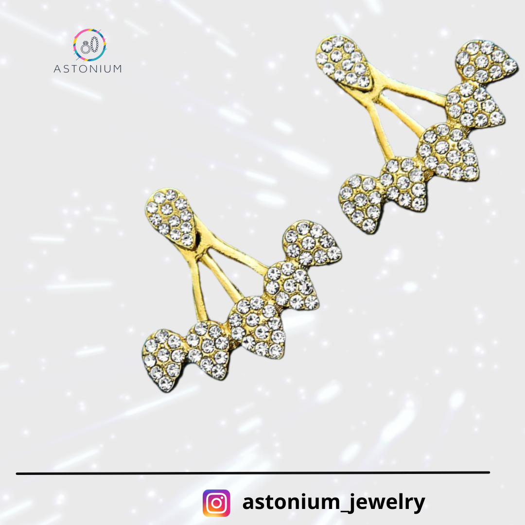 Arctic Shrub - Golden Rhinestones Ear rings