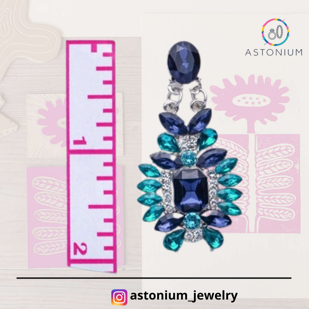 Midnight Ocean Blue Studded Statement Earrings