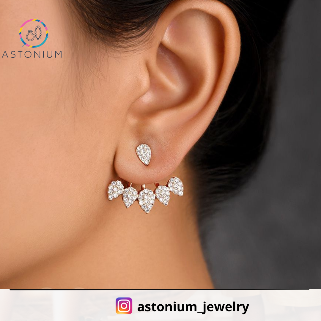 Arctic Shrub - Golden Rhinestones Ear rings
