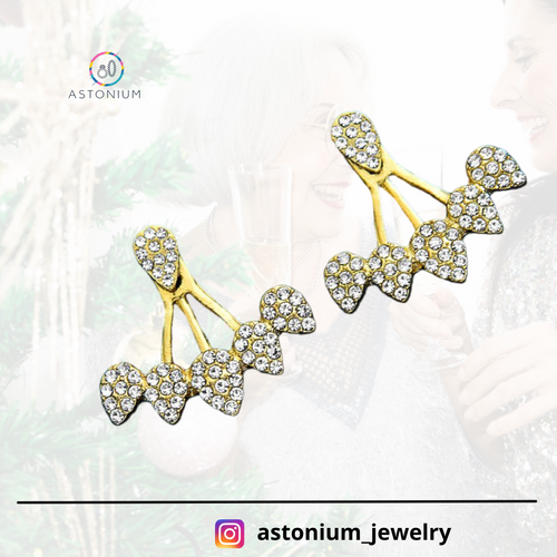 Arctic Shrub - Golden Rhinestones Ear rings