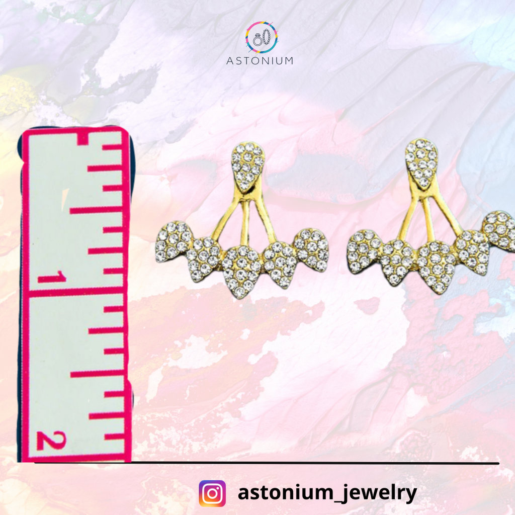Arctic Shrub - Golden Rhinestones Ear rings