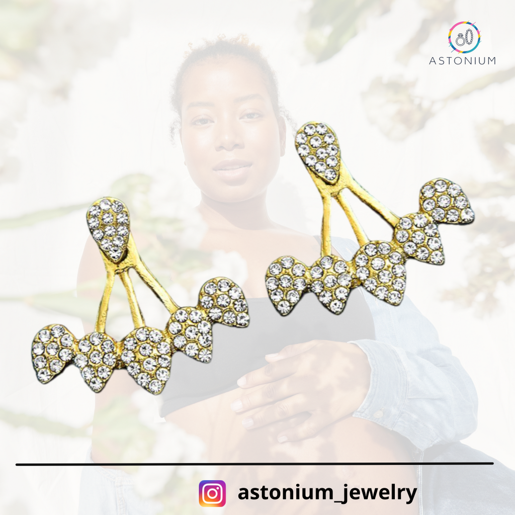 Arctic Shrub - Golden Rhinestones Ear rings