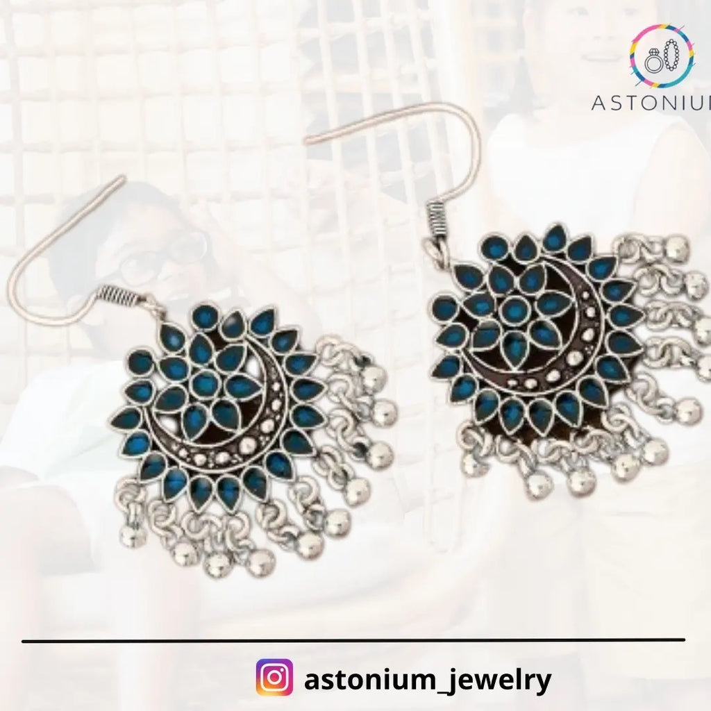 Fabulous Floral Enamel Danglers (Carolina Blue)
