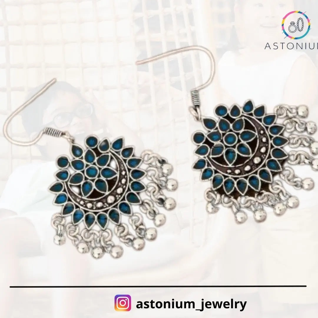 Fabulous Floral Enamel Danglers (Carolina Blue)