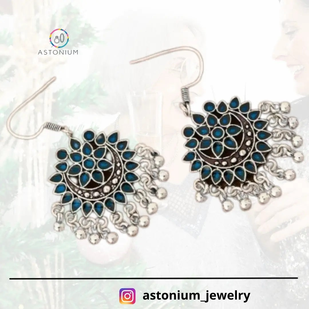 Fabulous Floral Enamel Danglers (Carolina Blue)