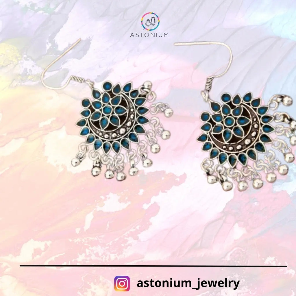 Fabulous Floral Enamel Danglers (Carolina Blue)
