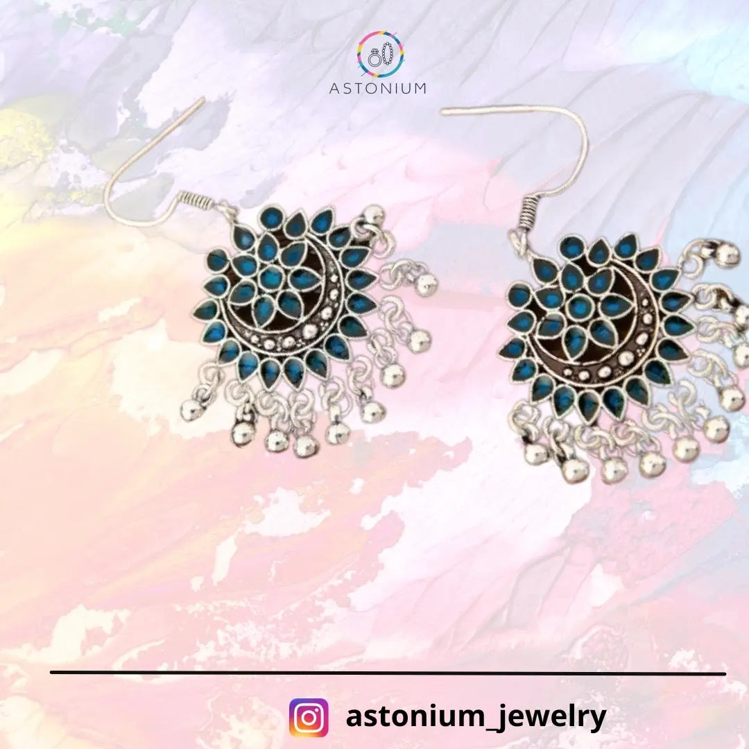Fabulous Floral Enamel Danglers (Carolina Blue)