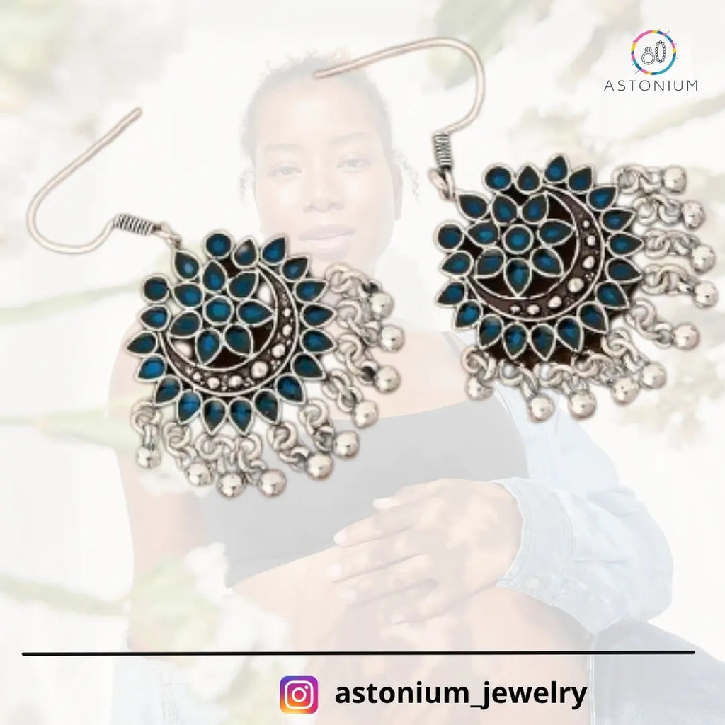 Fabulous Floral Enamel Danglers (Carolina Blue)