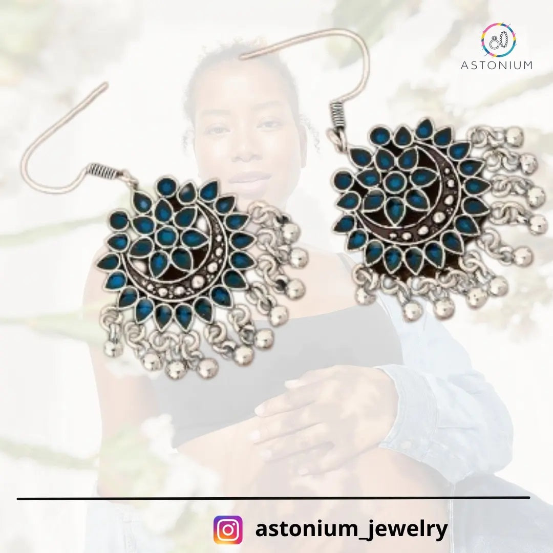 Fabulous Floral Enamel Danglers (Carolina Blue)