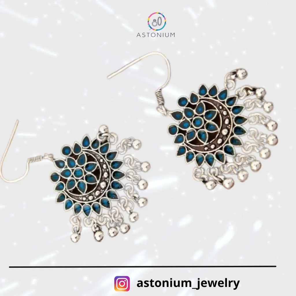 Fabulous Floral Enamel Danglers (Carolina Blue)