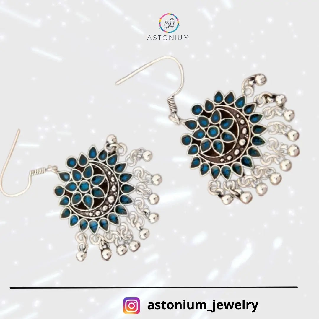 Fabulous Floral Enamel Danglers (Carolina Blue)