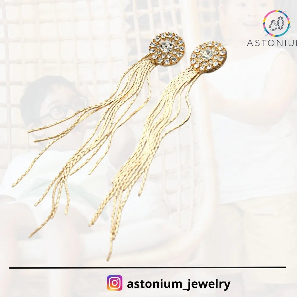 Charm of a Perfectionist Stone studded danglers- Golden color