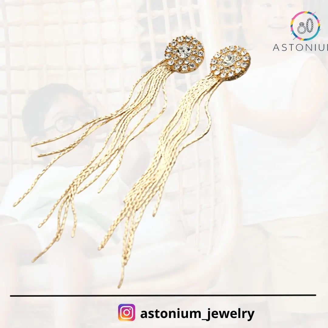 Charm of a Perfectionist Stone studded danglers- Golden color