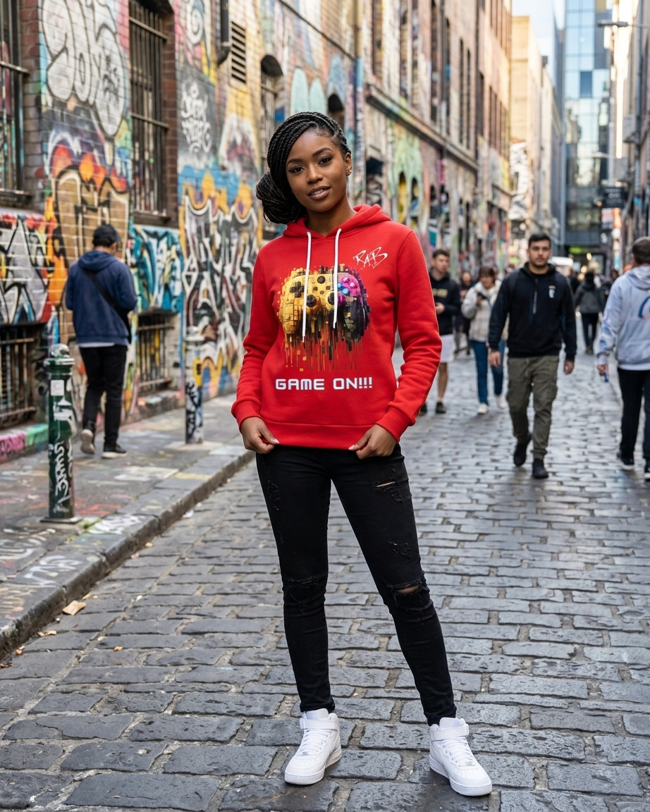 Red game on hoodie with Blocks Controller