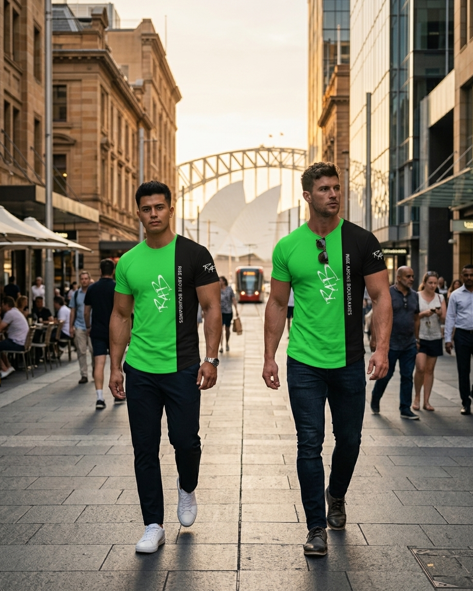 Green Black Split Drop Cut T-shirt: with one free Activewear T-shirt