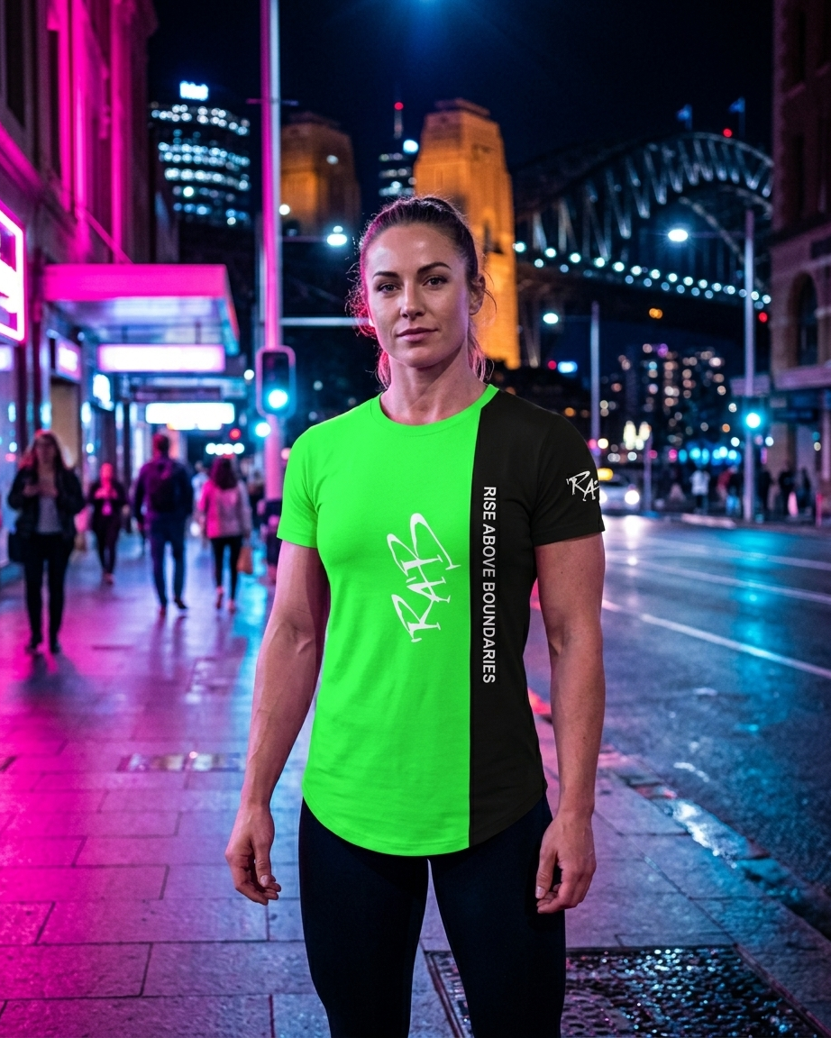 Green Black Split Drop Cut T-shirt: with one free Activewear T-shirt