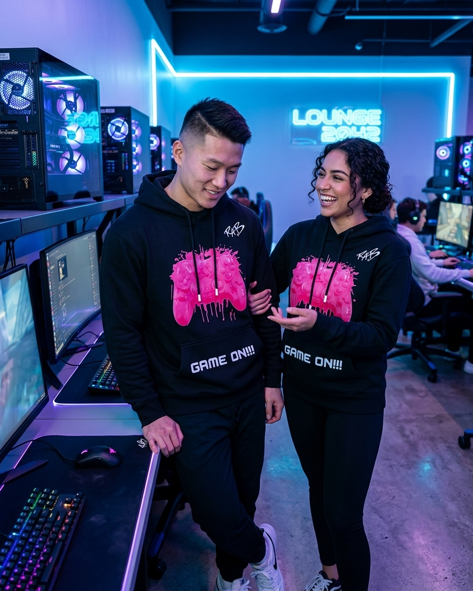 Black game on hoodie with Pink bleeding controller