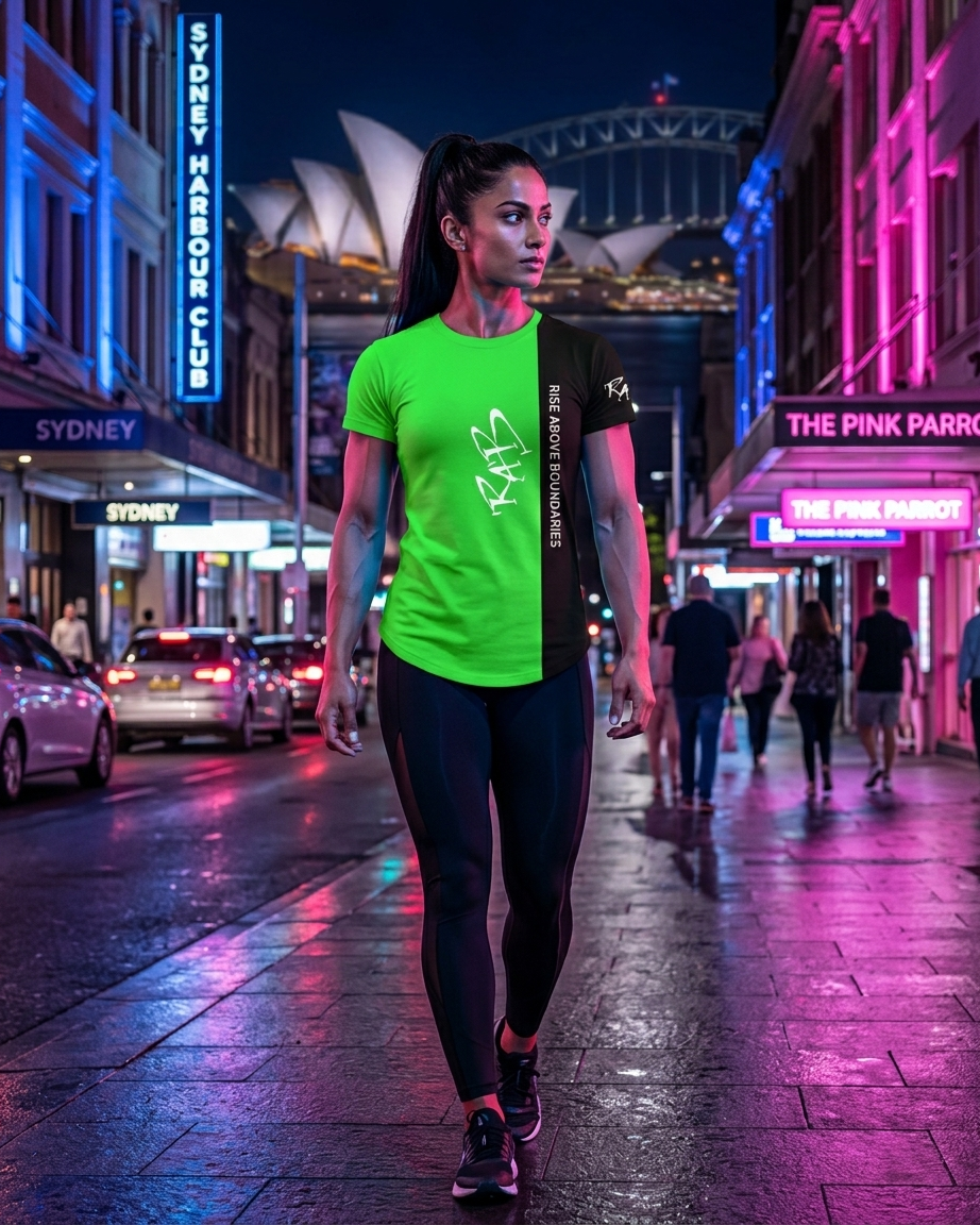 Green Black Split Drop Cut T-shirt: with one free Activewear T-shirt