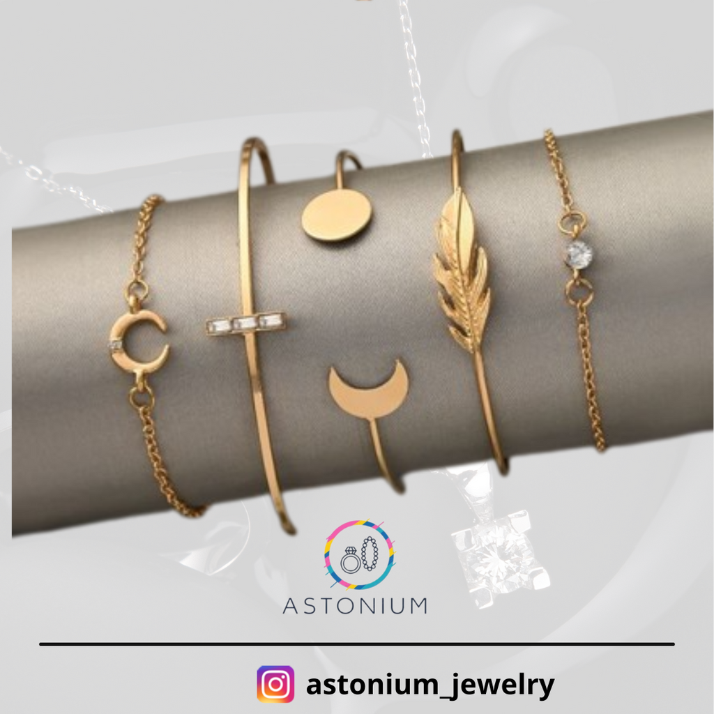 High Five- Set of 5 Golden Bracelets