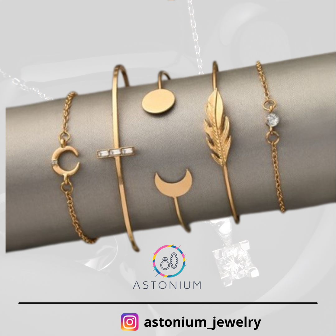 High Five- Set of 5 Golden Bracelets