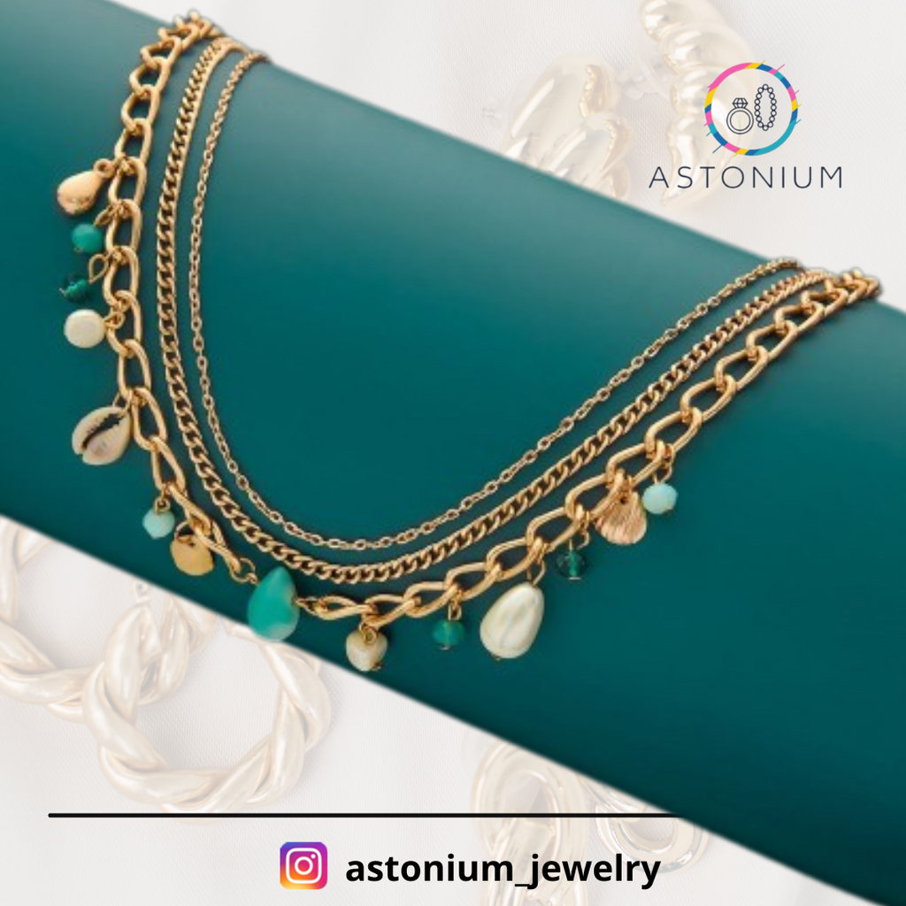Beach in- Multicolored Stones Studded Golden Neckpiece