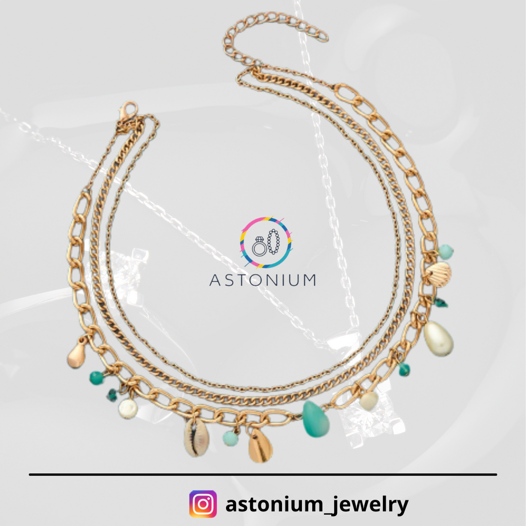 Beach in- Multicolored Stones Studded Golden Neckpiece