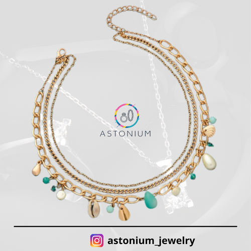 Beach in- Multicolored Stones Studded Golden Neckpiece