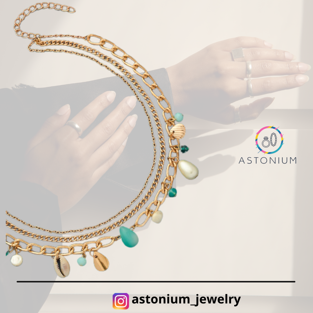 Beach in- Multicolored Stones Studded Golden Neckpiece