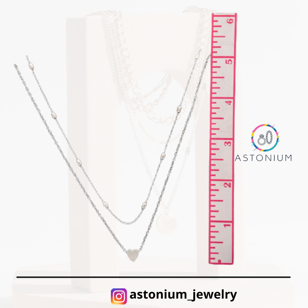 Charming beauty double layered Heart necklace- Silver color