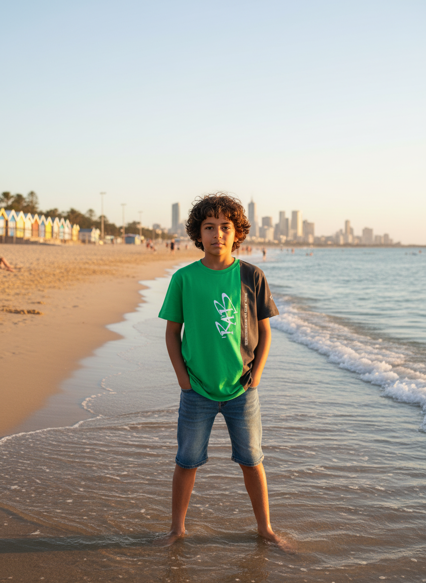 Green Black Split Kids T-shirt