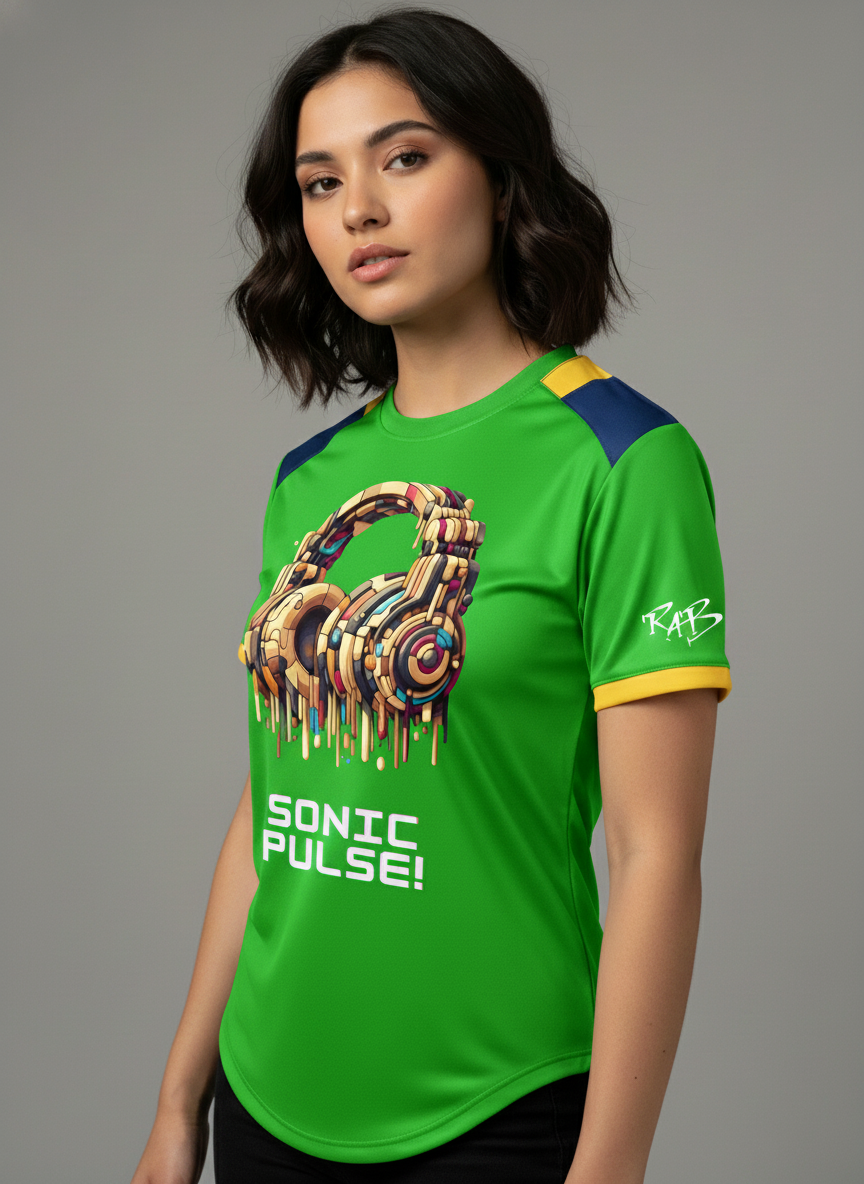Green Sonic Pulse Drop Cut T-Shirt: with one free Activewear T-shirt