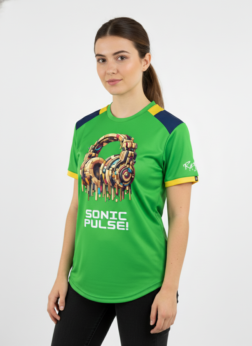 Green Sonic Pulse Drop Cut T-Shirt: with one free Activewear T-shirt