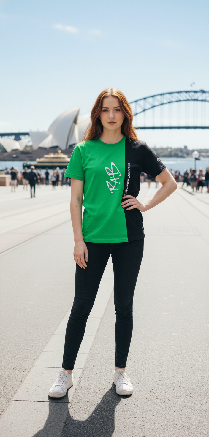Green Black Split Kids T-shirt