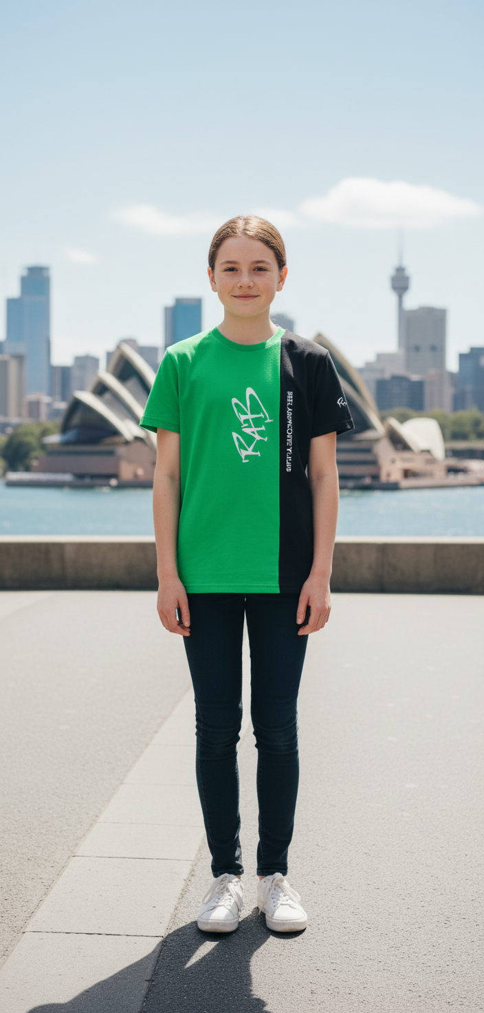 Green Black Split Kids T-shirt