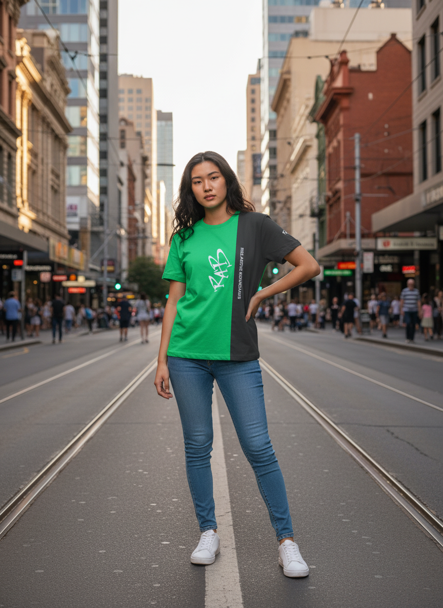 Green Black Split Kids T-shirt