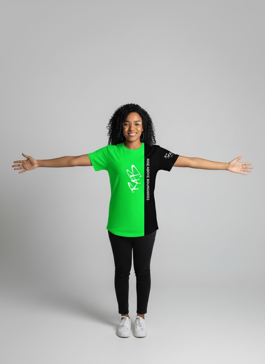 Green Black Split Drop Cut T-shirt: with one free Activewear T-shirt