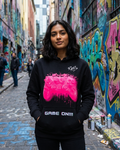 Black game on hoodie with Pink bleeding controller