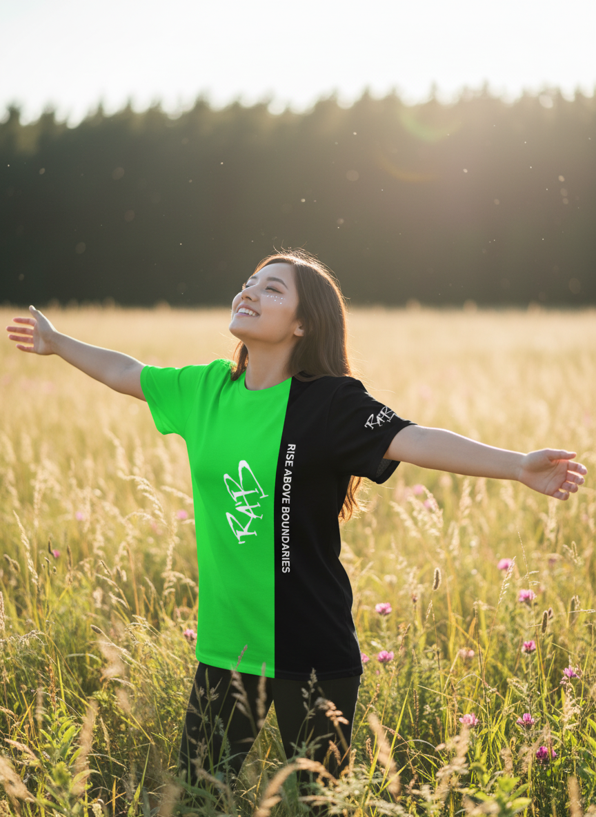 Green Black Split Kids T-shirt